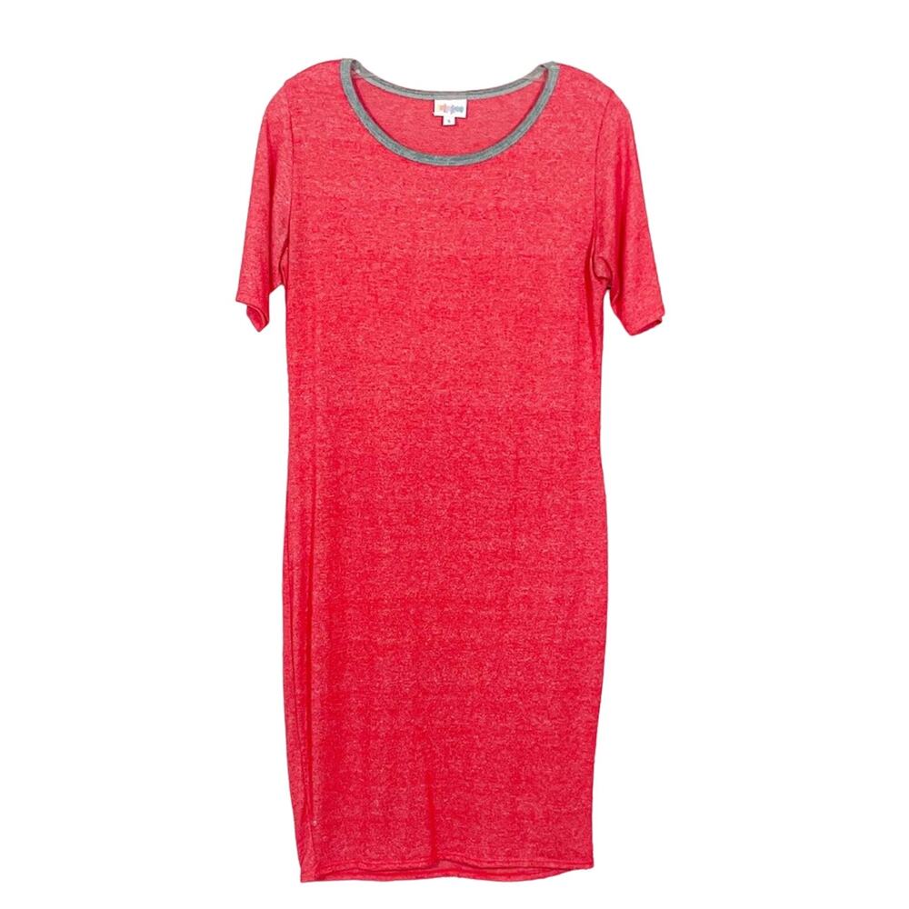 LulaRoe Julia Red and Gray Bodycon Dress, EUC, Size Small, MSRP $50